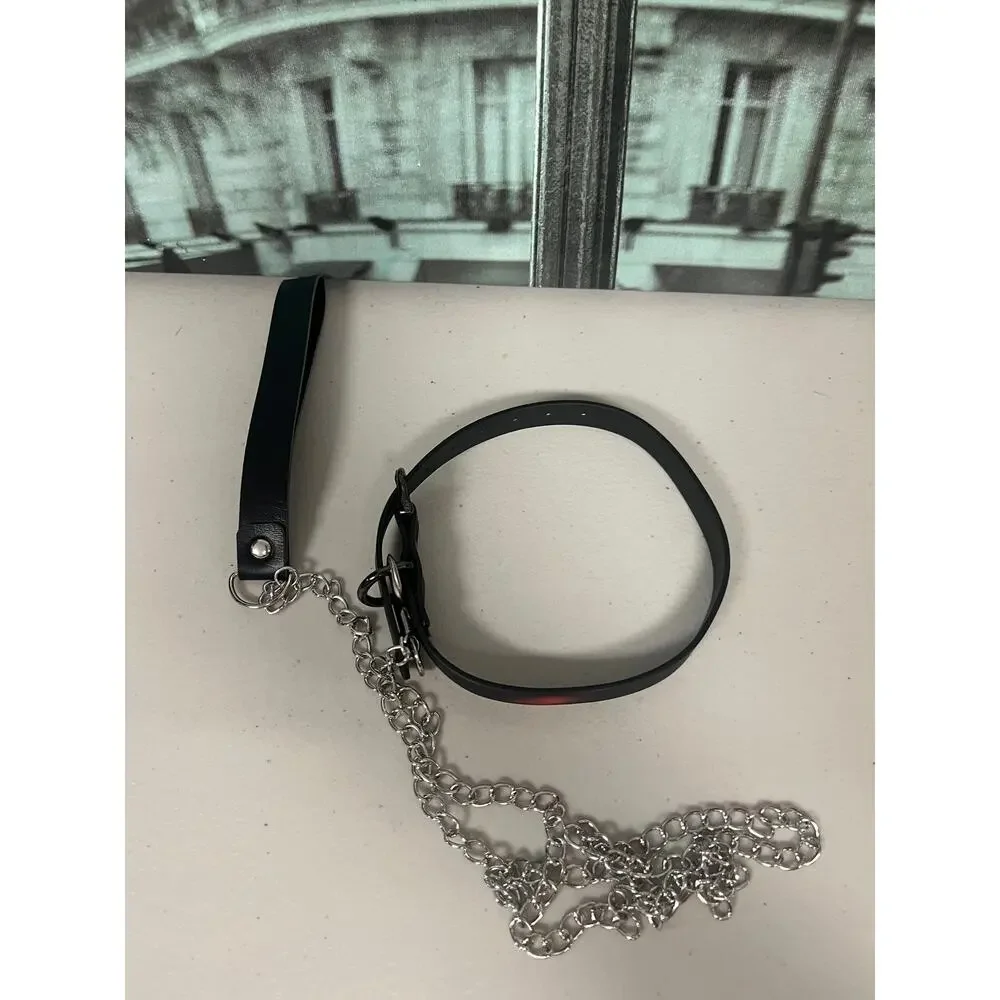 Heat-Sensitive Thermochromic Leather Choker with Leash